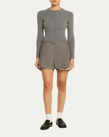 Nackiyé Pleated Split Tailored Shorts | Thumbnail 2 Nackiyé Pleated Split Tailored Shorts | Thumbnail 2