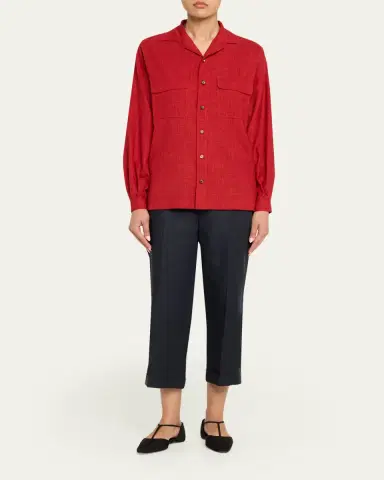 Loro Piana Louis Linen-Wool Cropped Trousers | Thumbnail 2 Loro Piana Louis Linen-Wool Cropped Trousers | Thumbnail 2