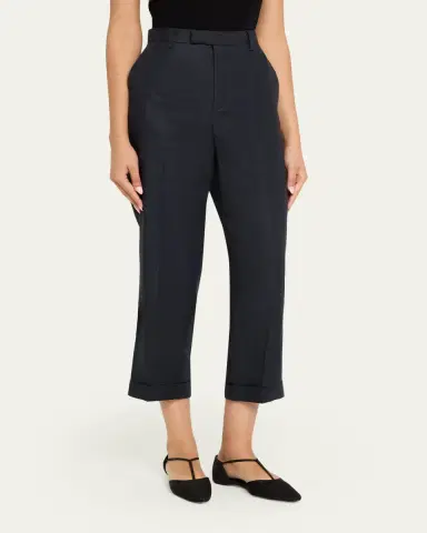 Loro Piana Louis Linen-Wool Cropped Trousers | Thumbnail 4 Loro Piana Louis Linen-Wool Cropped Trousers | Thumbnail 4
