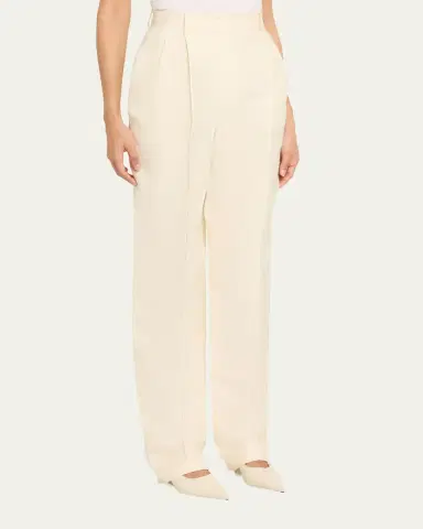 PRABAL GURUNG Carrot Silk Pleated Straight-Leg Trousers | Thumbnail 4 PRABAL GURUNG Carrot Silk Pleated Straight-Leg Trousers | Thumbnail 4
