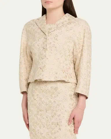 PRABAL GURUNG Metallic Floral Jacquard Sculpted Jacket | Thumbnail 4 PRABAL GURUNG Metallic Floral Jacquard Sculpted Jacket | Thumbnail 4