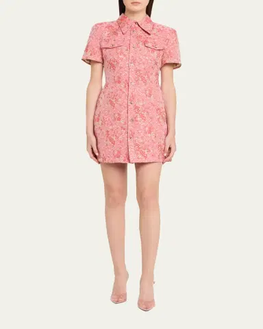 Willy Chavarria Chavela Metallic Floral Cloqué Mini Shirtdress | Thumbnail 2 Willy Chavarria Chavela Metallic Floral Cloqué Mini Shirtdress | Thumbnail 2