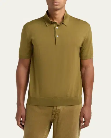 Zegna Men's 15milmil15 Wool Knit Polo Shirt | Thumbnail 4 Zegna Men's 15milmil15 Wool Knit Polo Shirt | Thumbnail 4