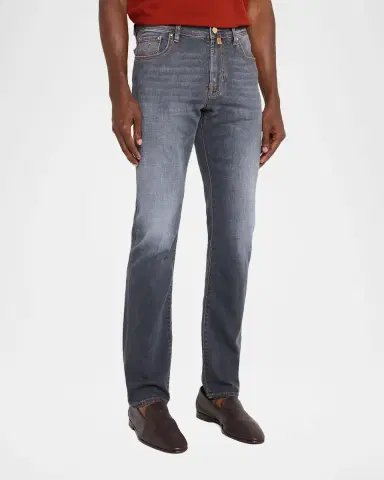 Jacob Cohen Men's Slim Straight-Leg Washed Black Denim Jeans | Thumbnail 8 Jacob Cohen Men's Slim Straight-Leg Washed Black Denim Jeans | Thumbnail 8