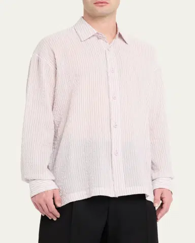 IM MEN Men's Oversized Cotton Linen Button-Front Shirt | Thumbnail 4 IM MEN Men's Oversized Cotton Linen Button-Front Shirt | Thumbnail 4