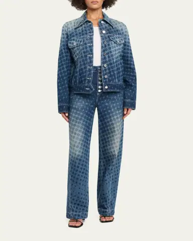 CHRISTOPHER JOHN ROGERS Halftone Wiggle Dot Denim Jacket | Thumbnail 2 CHRISTOPHER JOHN ROGERS Halftone Wiggle Dot Denim Jacket | Thumbnail 2