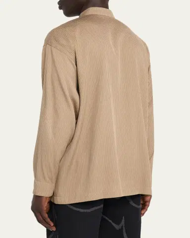IM MEN Men's Crinkle Pleated Polyester Stand-Collar Sport Shirt | Thumbnail 3 IM MEN Men's Crinkle Pleated Polyester Stand-Collar Sport Shirt | Thumbnail 3