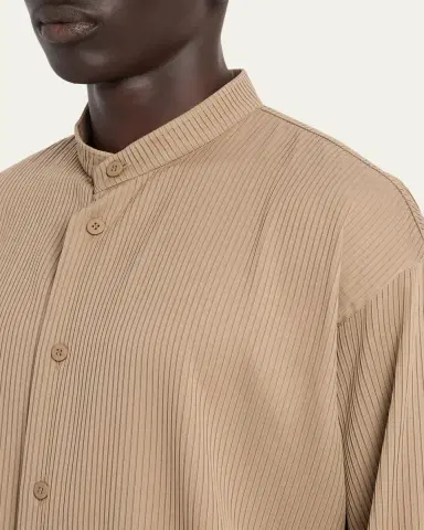 IM MEN Men's Crinkle Pleated Polyester Stand-Collar Sport Shirt | Thumbnail 5 IM MEN Men's Crinkle Pleated Polyester Stand-Collar Sport Shirt | Thumbnail 5