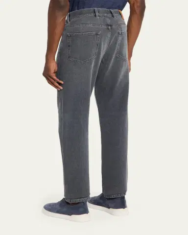 Zegna Men's City Grey Denim Slim-Straight Fit Jeans | Thumbnail 3 Zegna Men's City Grey Denim Slim-Straight Fit Jeans | Thumbnail 3