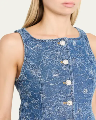 Cinq à Sept Camen Garden Doodle Denim Vest | Thumbnail 5 Cinq à Sept Camen Garden Doodle Denim Vest | Thumbnail 5