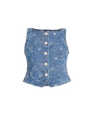 Cinq à Sept Camen Garden Doodle Denim Vest | Thumbnail 1 Cinq à Sept Camen Garden Doodle Denim Vest | Thumbnail 1