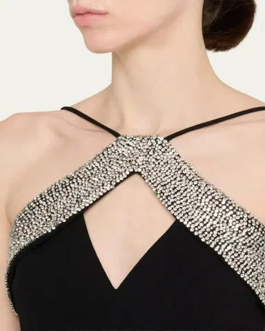Rebecca Vallance Astros Draped Crystal-Trim Halter Gown | Thumbnail 5 Rebecca Vallance Astros Draped Crystal-Trim Halter Gown | Thumbnail 5
