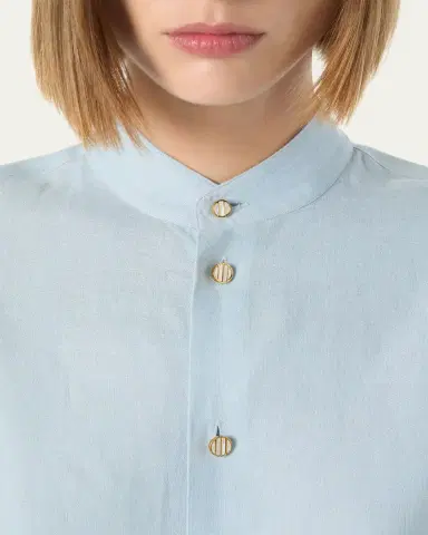 Loro Piana Thea Korean Collar Long Sleeve Linen Shirt | Thumbnail 5 Loro Piana Thea Korean Collar Long Sleeve Linen Shirt | Thumbnail 5