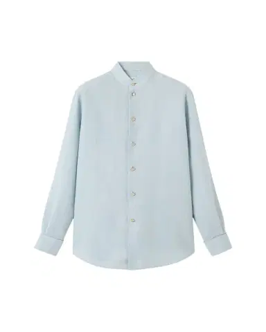 Loro Piana Thea Korean Collar Long Sleeve Linen Shirt | Thumbnail 1 Loro Piana Thea Korean Collar Long Sleeve Linen Shirt | Thumbnail 1