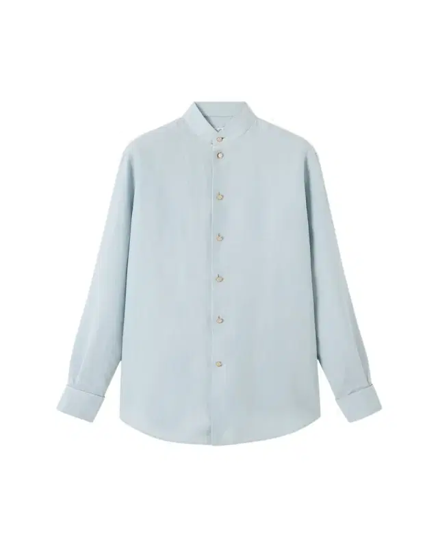 Thea Korean Collar Long Sleeve Linen Shirt Thea Korean Collar Long Sleeve Linen Shirt