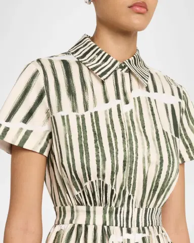 Jason Wu Collection Stripe Collage-Print Short-Sleeve Midi Shirtdress | Thumbnail 9 Jason Wu Collection Stripe Collage-Print Short-Sleeve Midi Shirtdress | Thumbnail 9