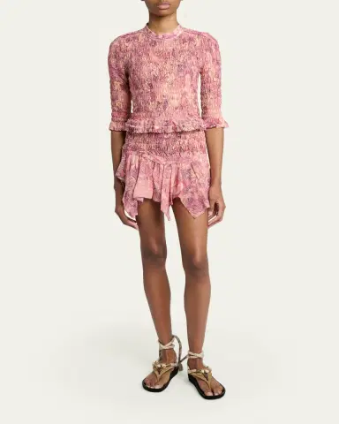 Isabel Marant Ceiva Smocked Silk Handkerchief Mini Skirt | Thumbnail 2 Isabel Marant Ceiva Smocked Silk Handkerchief Mini Skirt | Thumbnail 2