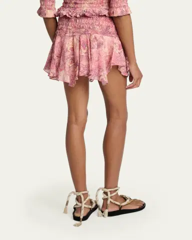 Isabel Marant Ceiva Smocked Silk Handkerchief Mini Skirt | Thumbnail 3 Isabel Marant Ceiva Smocked Silk Handkerchief Mini Skirt | Thumbnail 3