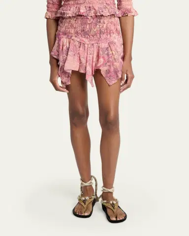 Isabel Marant Ceiva Smocked Silk Handkerchief Mini Skirt | Thumbnail 4 Isabel Marant Ceiva Smocked Silk Handkerchief Mini Skirt | Thumbnail 4