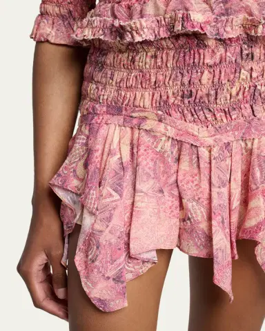 Isabel Marant Ceiva Smocked Silk Handkerchief Mini Skirt | Thumbnail 5 Isabel Marant Ceiva Smocked Silk Handkerchief Mini Skirt | Thumbnail 5