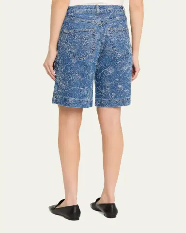 Cinq à Sept Betsy Garden Doodle Denim Shorts | Thumbnail 3 Cinq à Sept Betsy Garden Doodle Denim Shorts | Thumbnail 3