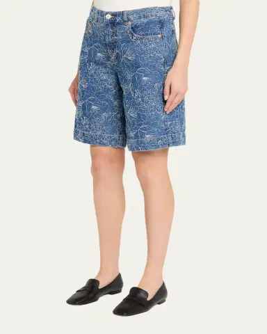 Cinq à Sept Betsy Garden Doodle Denim Shorts | Thumbnail 4 Cinq à Sept Betsy Garden Doodle Denim Shorts | Thumbnail 4