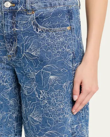 Cinq à Sept Betsy Garden Doodle Denim Shorts | Thumbnail 5 Cinq à Sept Betsy Garden Doodle Denim Shorts | Thumbnail 5