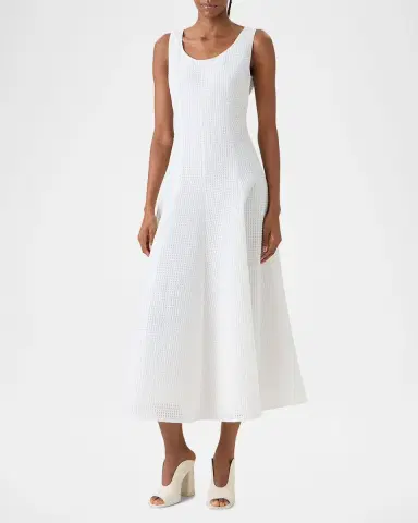 Akris Grid Seersucker Sleeveless Midi Dress | Thumbnail 2 Akris Grid Seersucker Sleeveless Midi Dress | Thumbnail 2
