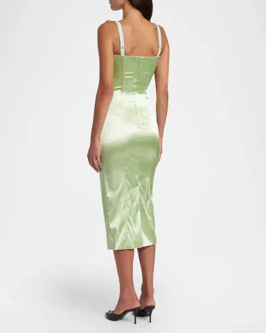 Dolce & Gabbana Corset Satin Stretch Longuette Midi Dress | Thumbnail 3 Dolce & Gabbana Corset Satin Stretch Longuette Midi Dress | Thumbnail 3