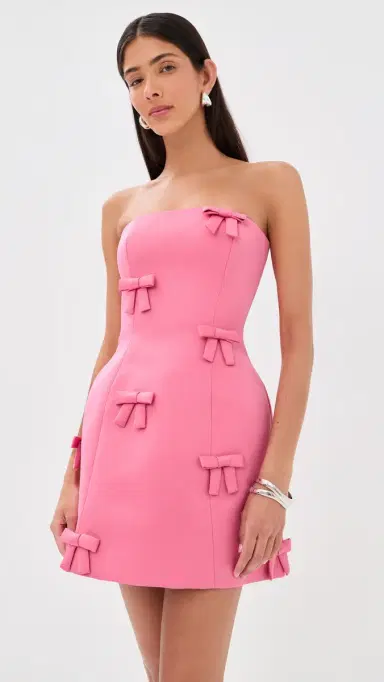 Leo Lin Roselle Bow Mini Dress Fuchsia | Thumbnail 2 Leo Lin Roselle Bow Mini Dress Fuchsia | Thumbnail 2