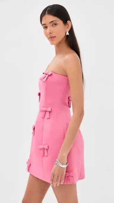 Leo Lin Roselle Bow Mini Dress Fuchsia | Thumbnail 4 Leo Lin Roselle Bow Mini Dress Fuchsia | Thumbnail 4