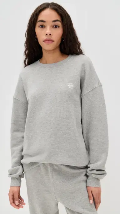 ÉTERNE Oversized Crew Neck Sweatshirt Heather Grey | Thumbnail 2 ÉTERNE Oversized Crew Neck Sweatshirt Heather Grey | Thumbnail 2