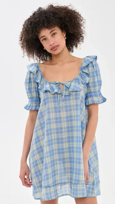 Damson Madder Harlow Mini Dress Blue 6 | Thumbnail 2 Damson Madder Harlow Mini Dress Blue 6 | Thumbnail 2