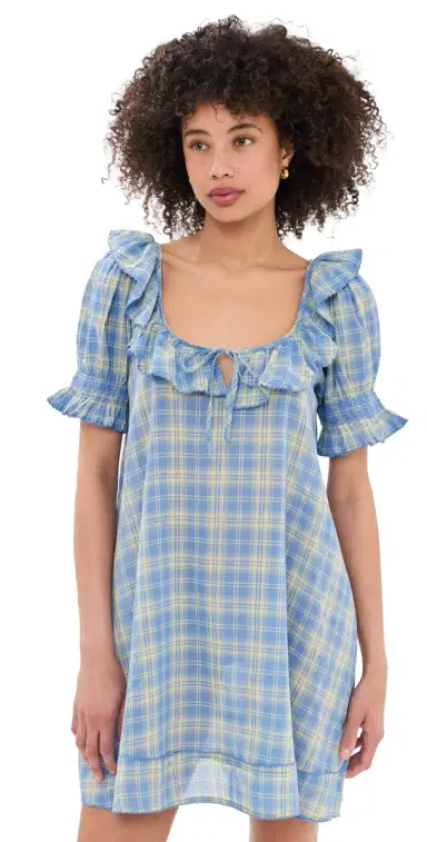 Damson Madder Harlow Mini Dress Blue 6 | Thumbnail 1 Damson Madder Harlow Mini Dress Blue 6 | Thumbnail 1
