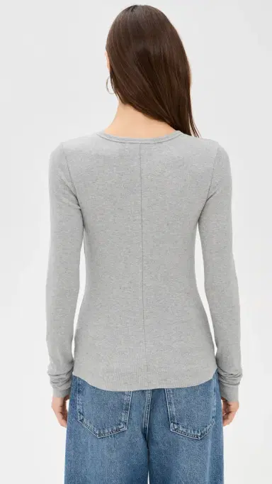 Éterne Long Sleeve Fitted Top Heather Grey | Thumbnail 3 Éterne Long Sleeve Fitted Top Heather Grey | Thumbnail 3