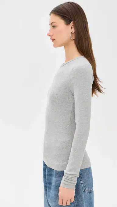 Éterne Long Sleeve Fitted Top Heather Grey | Thumbnail 4 Éterne Long Sleeve Fitted Top Heather Grey | Thumbnail 4