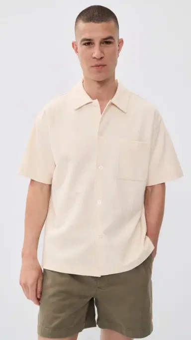 Frame Jacquard Button Down Shirt Cream L | Thumbnail 2 Frame Jacquard Button Down Shirt Cream L | Thumbnail 2