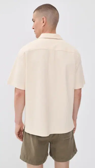 Frame Jacquard Button Down Shirt Cream L | Thumbnail 3 Frame Jacquard Button Down Shirt Cream L | Thumbnail 3