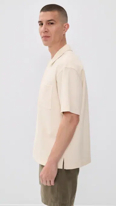 Frame Jacquard Button Down Shirt Cream L | Thumbnail 4 Frame Jacquard Button Down Shirt Cream L | Thumbnail 4