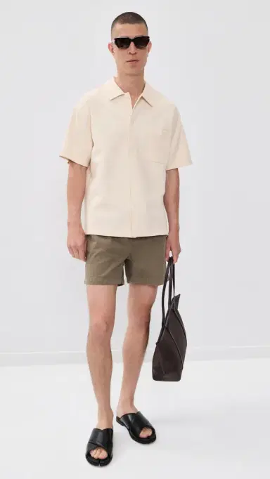 Frame Jacquard Button Down Shirt Cream L | Thumbnail 5 Frame Jacquard Button Down Shirt Cream L | Thumbnail 5
