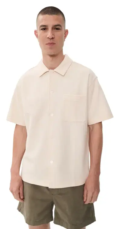 Frame Jacquard Button Down Shirt Cream L | Thumbnail 1 Frame Jacquard Button Down Shirt Cream L | Thumbnail 1