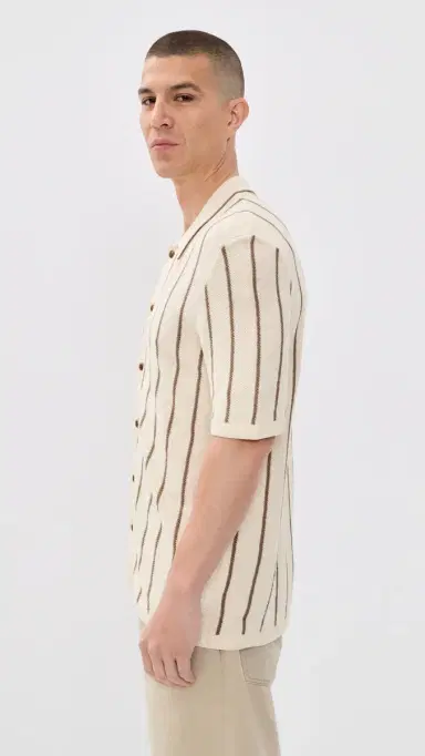 Faherty Sweater Shirt Cream Walnut tripe | Thumbnail 4 Faherty Sweater Shirt Cream Walnut tripe | Thumbnail 4