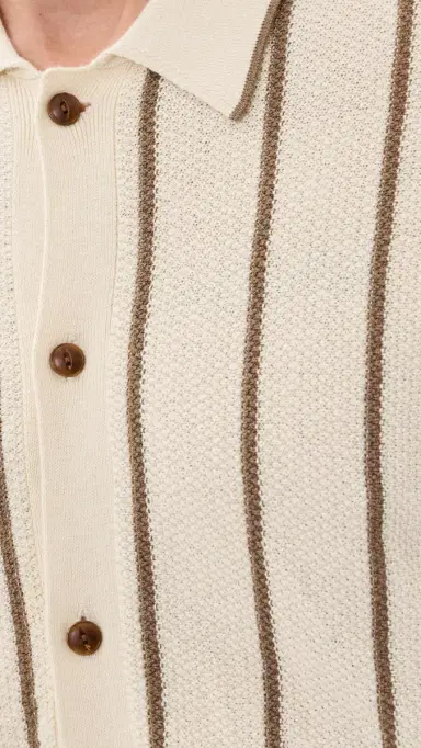Faherty Sweater Shirt Cream Walnut tripe | Thumbnail 6 Faherty Sweater Shirt Cream Walnut tripe | Thumbnail 6