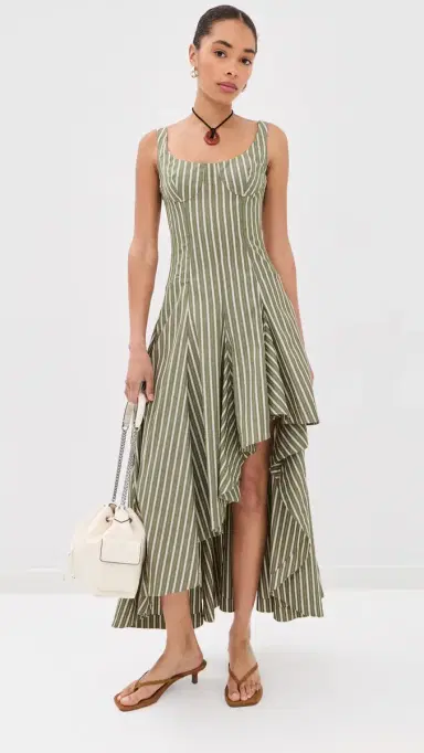 Monse Striped Corset Dress Sage Multi | Thumbnail 5 Monse Striped Corset Dress Sage Multi | Thumbnail 5