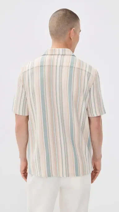 Faherty Oasis Camp Shirt Teal Cliff tripe | Thumbnail 3 Faherty Oasis Camp Shirt Teal Cliff tripe | Thumbnail 3