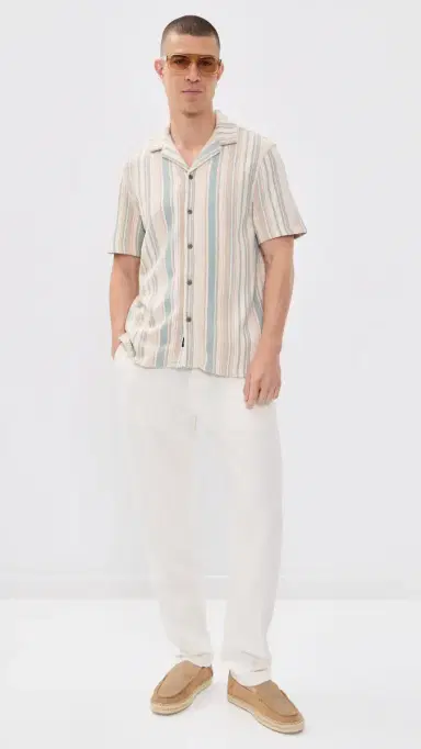 Faherty Oasis Camp Shirt Teal Cliff tripe | Thumbnail 5 Faherty Oasis Camp Shirt Teal Cliff tripe | Thumbnail 5