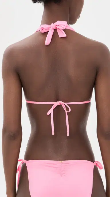PQ Swim x AICE + OIVIA Macrame Halter Bikini Top Vivid Pink | Thumbnail 3 PQ Swim x AICE + OIVIA Macrame Halter Bikini Top Vivid Pink | Thumbnail 3