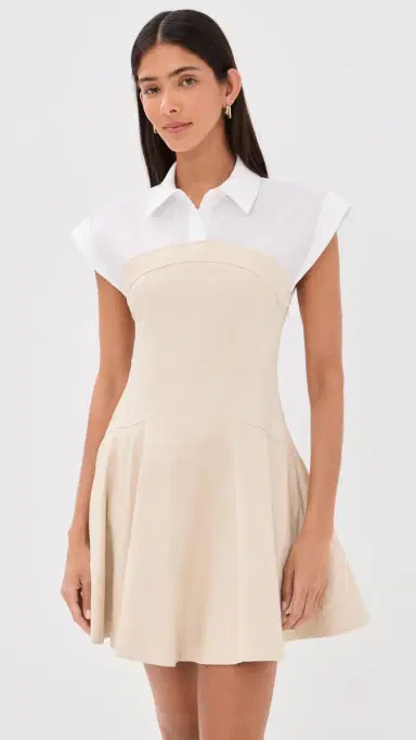 SIMKHAI Sundae Linen Blend Mini Dress Sand Multi | Thumbnail 2 SIMKHAI Sundae Linen Blend Mini Dress Sand Multi | Thumbnail 2