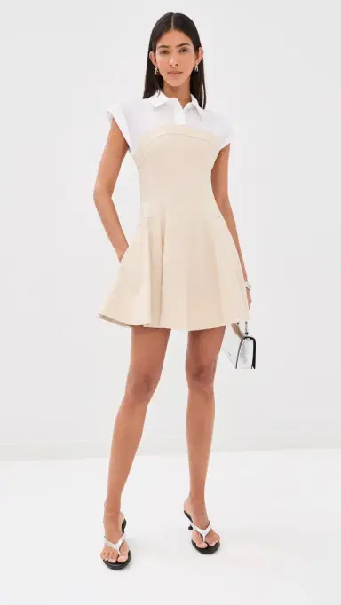 SIMKHAI Sundae Linen Blend Mini Dress Sand Multi | Thumbnail 5 SIMKHAI Sundae Linen Blend Mini Dress Sand Multi | Thumbnail 5