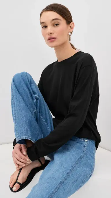 Tibi Sheer Crepe Knit Tee Black | Thumbnail 2 Tibi Sheer Crepe Knit Tee Black | Thumbnail 2